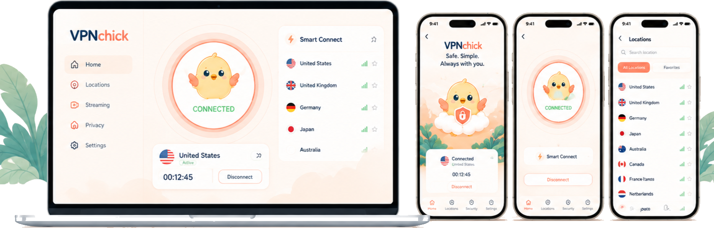 VPNchick desktop and mobile apps