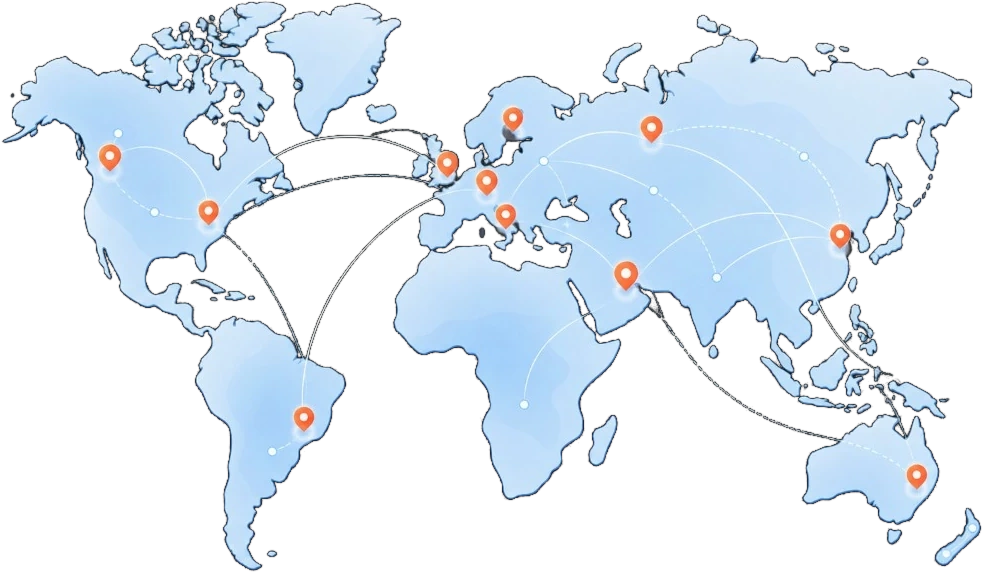 Illustrated world map with VPN server markers
